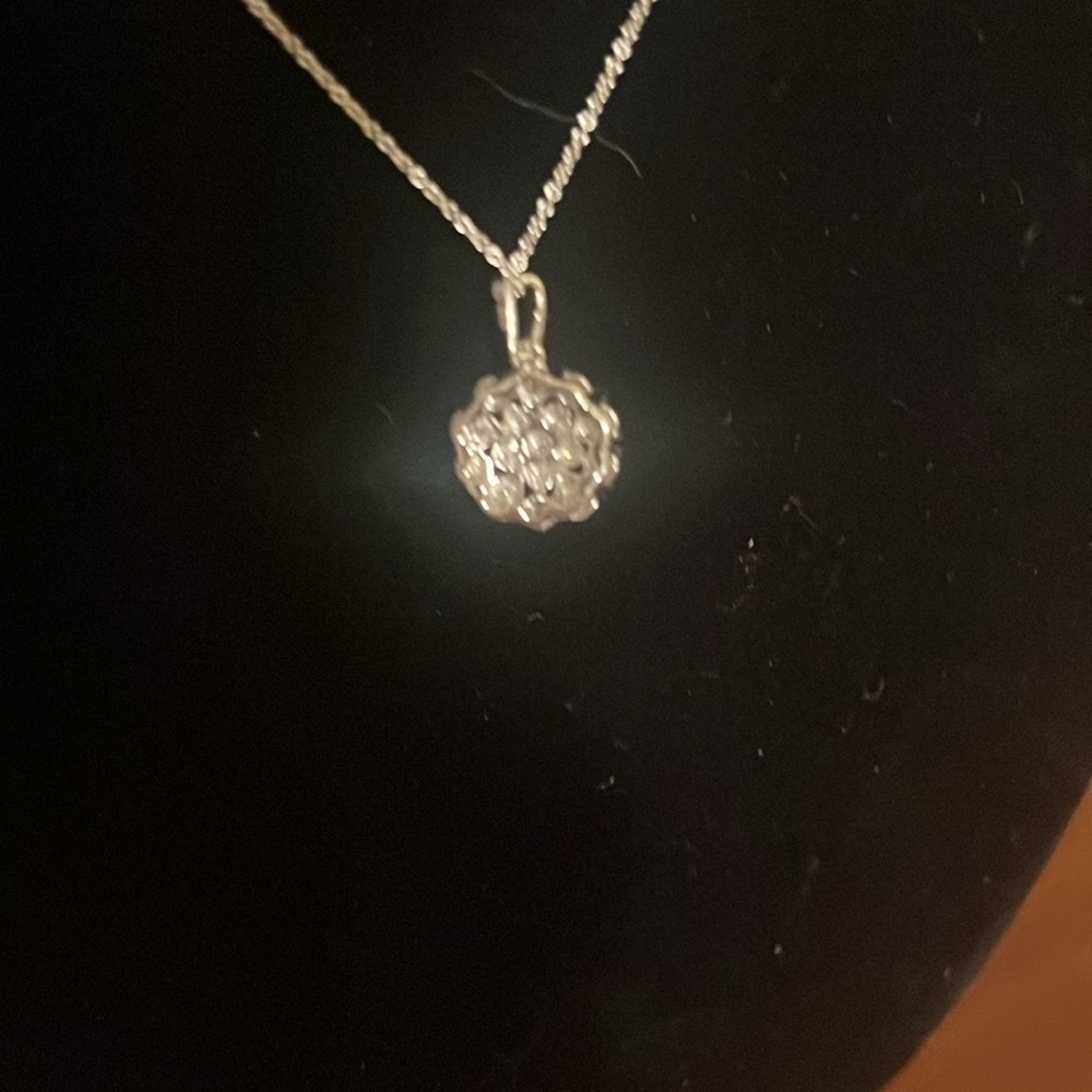 Diamond Flower Burst Cluster 18" Pendant Necklace in Sterling Silver - Picture 13 of 16